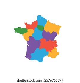 Multicolor France map political regions simple flat vector