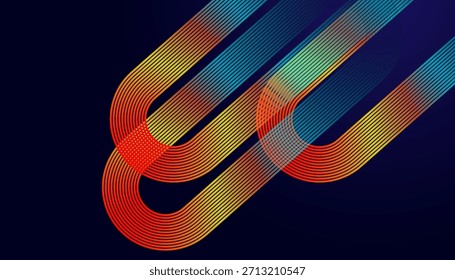 Multicolor Futuristic Curve Line Pattern Wallpaper. Vibrant Neon Wave Gradient Background Design.