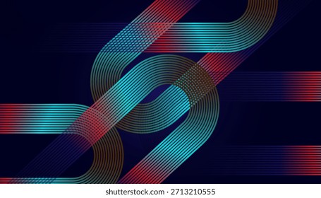 Multicolor Futuristic Curve Line Pattern Wallpaper. Vibrant Neon Wave Gradient Background Design.