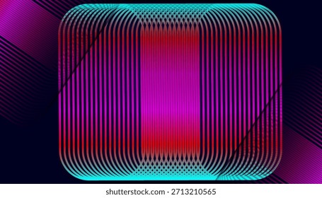 Fondo de pantalla de patrón de línea de curva futurista multicolor. Diseño de fondo de degradado de onda de neón vibrante.