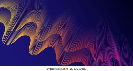 Mehrfarbiges, futuristisches Kurvenlinienmuster-Hintergrundbild. Vibrant Neon Wave Gradient Hintergrunddesign.