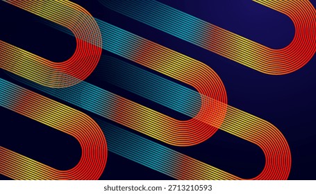 Papel de Parede de Padrão de Linha de Curva Futurista Multicolor. Design de fundo vibrante do gradiente de onda de néon.