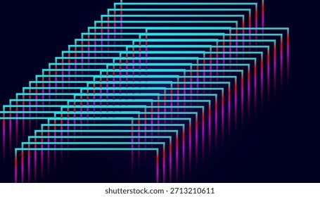 Fondo de pantalla de patrón de línea de curva futurista multicolor. Diseño de fondo de degradado de onda de neón vibrante.