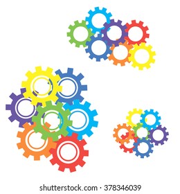 Multicolor gear on a white background, can be used for wallpaper, pattern fills, web page background,surface textures.