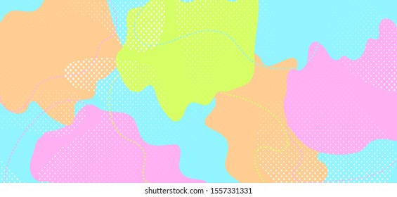 Multicolor Geometric Composition. Minimal Fluid Cover. Graphic Memphis Ornament. Pastel Funny Pattern. Geometric Background. Vector Fluid Design. Abstract Ornament. Colorful Geometric Illustration.