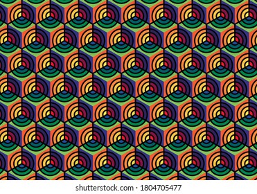 Multicolor geometric cube pattern illusion design. Ideal for stamps and clothes stamps