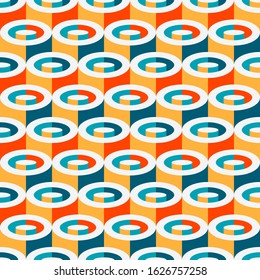 Multicolor geometric cylindrical seamless pattern. Vector illustration