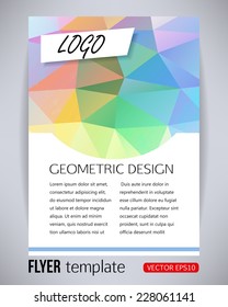 Multicolor geometric design brochure and flyer template, vector