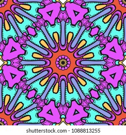 Multicolor geometric fantasy seamless vector illustration. For fashion Design Templates, Wallpaper.