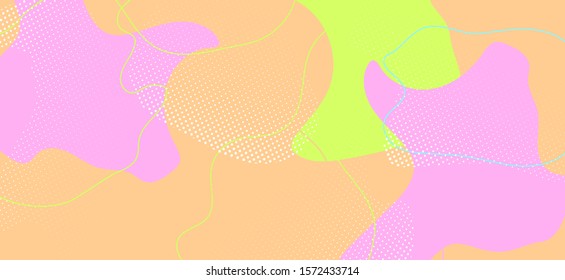 Multicolor Geometric Illustration. Minimal Fluid Design. Graphic Abstract Collage. Colorful Cool Pattern. Geometric Background. Trendy Wave Poster. Memphis Collage. Pastel Geometric Composition.