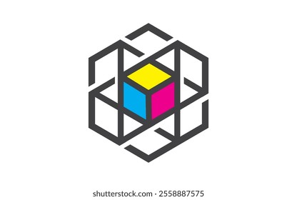 Multicolor geometric logo Shape square infinity colorful logo vector