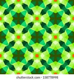 Multicolor geometric pattern in bright green. Vector seamless texture for web, print, wallpaper, home decor, textile, Christmas gift wrapping paper, Saint Patrick Day decor, invitation background