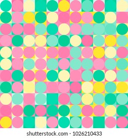 Multicolor geometric pattern/ square round elements/ pop art background