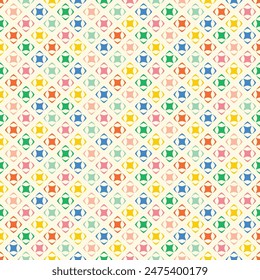 multicolor geometric seamless pattern. Simple vibrant art print for kids clothes. Memphis style design. Modern hipster backdrop for wrapping, Wallpaper, cloth design, fabric, textile.