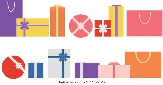 multicolor gifts box set illustration