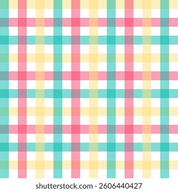 Multicolor gingham seamless pattern.Checkered tartan plaid repeat pattern green red yellow.Geometric vector background wallpaper