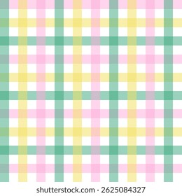 Multicolor gingham seamless pattern.Checkered tartan plaid repeat pattern.Geometric vector illustration background wallpaper.