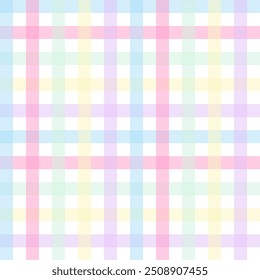 Multicolor gingham seamless pattern.Pastel tartan checkered plaid repeat pattern.Colorful geometric vector background wallpaper.