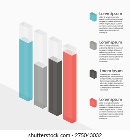 Multicolor glass bar chart with transparency