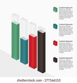 Multicolor glass bar chart with transparency