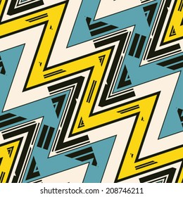 Multicolor Glitch Effect Textured Chevron Pattern