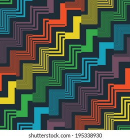 Multicolor Glitch Effect Textured Zigzag Pattern