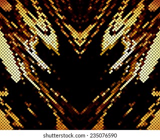Multicolor gold black circle abstract lights disco background square pixel mosaic vector