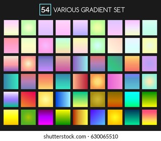 Multicolor gradient backgrounds. Vector elegant soft color and light illuminated gradients collection