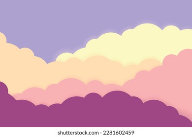 Multicolor gradient with clouds for poster, presentation, website design concept blank space for text. Vector illustration