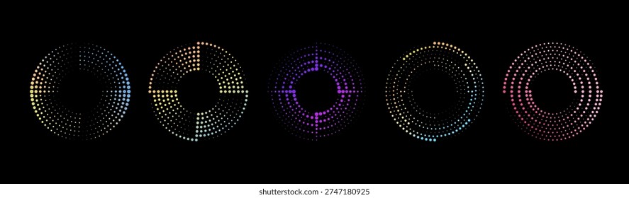 Multicolor gradient radial lines. Dynamic circular motion background representing speed, light and progress. Modern vector design.