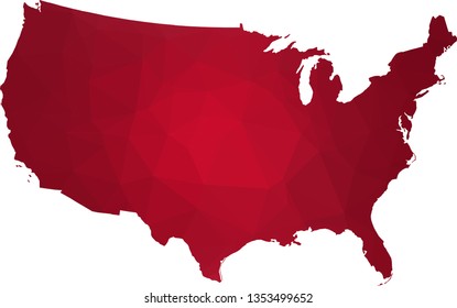 Multicolor gradient USA Map in Low Poly Style on isolated white background. United States of America area in Polygonal diamond style for your design