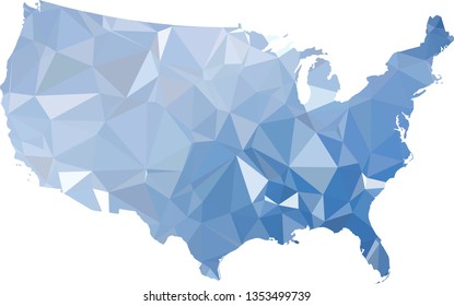 Multicolor gradient USA Map in Low Poly Style on isolated white background. United States of America area in Polygonal diamond style for your design