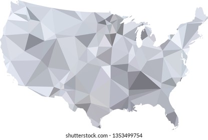 Multicolor gradient USA Map in Low Poly Style on isolated white background. United States of America area in Polygonal diamond style for your design