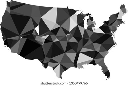 Multicolor gradient USA Map in Low Poly Style on isolated white background. United States of America area in Polygonal diamond style for your design