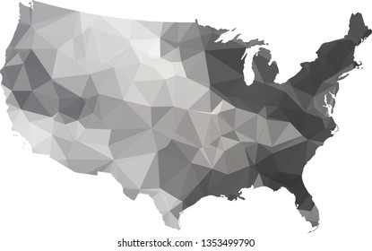 Multicolor gradient USA Map in Low Poly Style on isolated white background. United States of America area in Polygonal diamond style for your design
