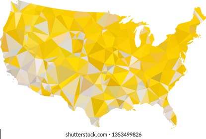 Multicolor gradient USA Map in Low Poly Style on isolated white background. United States of America area in Polygonal diamond style for your design