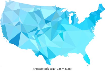 Multicolor gradient USA Map in Low Poly Style on isolated white background. United States of America area in Polygonal diamond style for your design