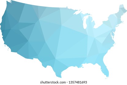 Multicolor gradient USA Map in Low Poly Style on isolated white background. United States of America area in Polygonal diamond style for your design
