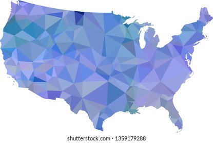 Multicolor gradient USA Map in Low Poly Style on isolated white background. United States of America area in Polygonal diamond style for your design