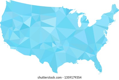 Multicolor gradient USA Map in Low Poly Style on isolated white background. United States of America area in Polygonal diamond style for your design