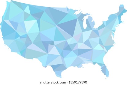 Multicolor gradient USA Map in Low Poly Style on isolated white background. United States of America area in Polygonal diamond style for your design