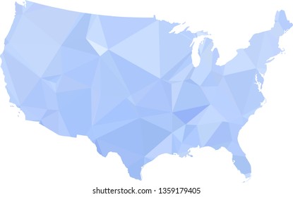 Multicolor gradient USA Map in Low Poly Style on isolated white background. United States of America area in Polygonal diamond style for your design