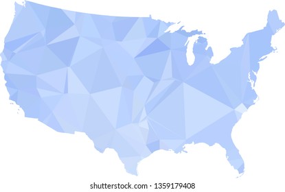 Multicolor gradient USA Map in Low Poly Style on isolated white background. United States of America area in Polygonal diamond style for your design