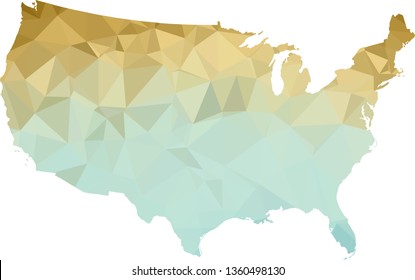 Multicolor gradient USA Map in Low Poly Style on isolated white background. United States of America area in Polygonal diamond style for your design