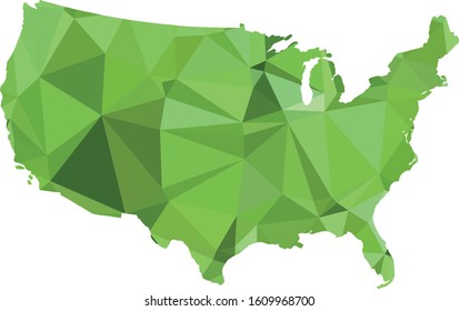 Multicolor gradient USA Map in Low Poly Style on isolated white background. United States of America area in Polygonal diamond style for your design templates.