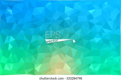 multicolor green, blue  geometric rumpled triangular low poly style gradient illustration graphic background. Vector polygonal design for your business.