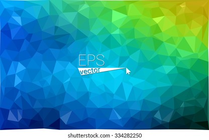 multicolor green, blue  geometric rumpled triangular low poly style gradient illustration graphic background. Vector polygonal design for your business.