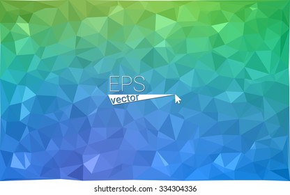 multicolor green, blue  geometric rumpled triangular low poly style gradient illustration graphic background. Vector polygonal design for your business.