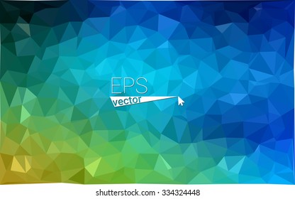 multicolor green, blue  geometric rumpled triangular low poly style gradient illustration graphic background. Vector polygonal design for your business.