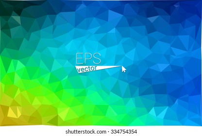 multicolor green, blue  geometric rumpled triangular low poly style gradient illustration graphic background. Vector polygonal design for your business.